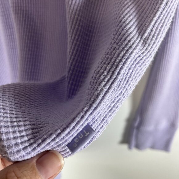 Aritzia TNA Size XXS Alder Thermal Waffle Knit Long Sleeve Lilac‎ Purple Casual - Picture 4 of 12